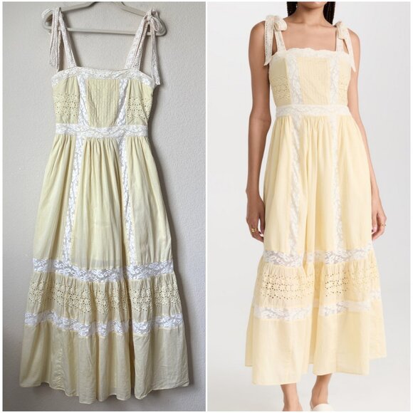 LoveShackFancy Dresses & Skirts - Love Shack Fancy Ayala Lace Eyelet Trim Cottagecore Midi Spring Summer Dress